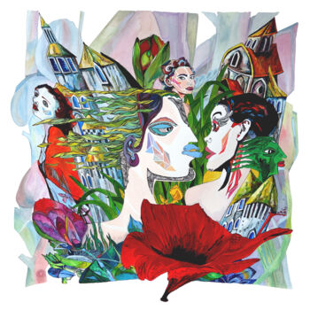 Dessin intitulée "Verlorenes Paradies…" par Brygida Figwer-Wagner, Œuvre d'art originale, Aquarelle