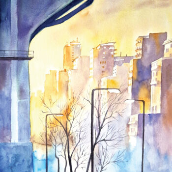 Pintura titulada "Urban Landscape" por Anastassiya Suslova, Obra de arte original, Acuarela