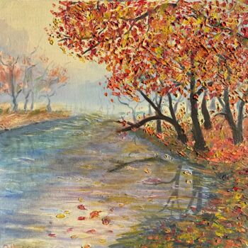 「Misty Autumn Mornin…」というタイトルの絵画 Olga Minasyanによって, オリジナルのアートワーク, オイル