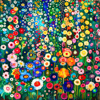 Arts numériques intitulée "Klimt's garden. Col…" par Bast, Œuvre d'art originale, Peinture numérique