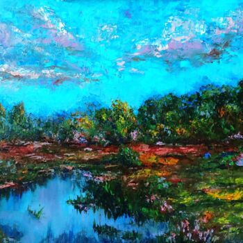 Malarstwo zatytułowany „evening landscape” autorstwa Svetlana Dushina, Oryginalna praca, Olej