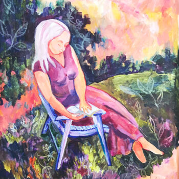 Pintura intitulada "Solitude in the Gar…" por Tatyana Pchelnikova, Obras de arte originais, Acrílico Montado em Armação em m…