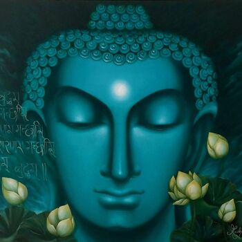 Pintura intitulada "Buddham Sharanam" por Madhumita Bhattacharya, Obras de arte originais, Óleo