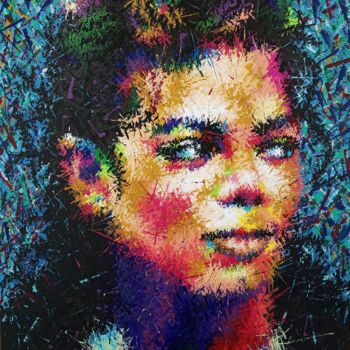 绘画 标题为“Michael Jackson” 由Анатолий Рабков, 原创艺术品, 丙烯 安装在木质担架架上