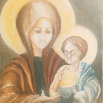Painting titled "Marie et Jésus ©" by Bega, Original Artwork, Gouache
