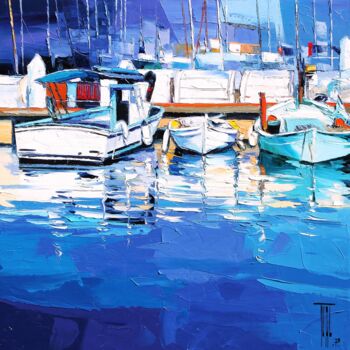 Peinture intitulée "Au port" par Pierrick Tual, Œuvre d'art originale, Huile