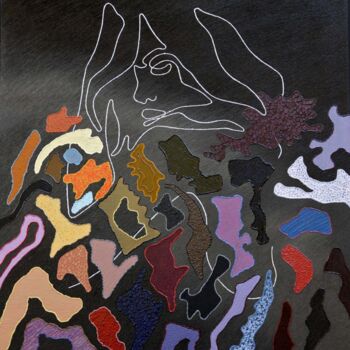 Painting titled "L'inconsolable" by Claude Diaz (Seg), Original Artwork, Oil
