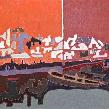 Painting titled "Port de S.t Goustan" by Claude Diaz (Seg), Original Artwork, Oil