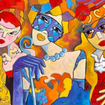 「Les Vénitiennes」というタイトルの絵画 Fauveによって, オリジナルのアートワーク, アクリル ウッドストレッチャーフレームにマウント