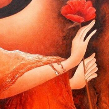 "woman with a poppy" başlıklı Tablo Anita Burnaz tarafından, Orijinal sanat