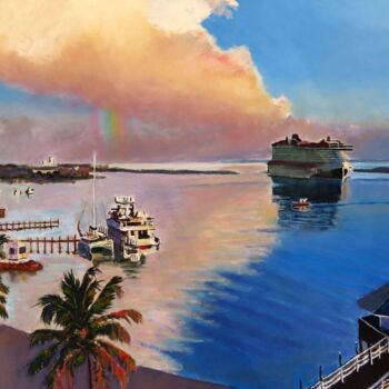 Painting titled "Bahama Rainbow" by Herscovitch Larry, Original Artwork, Oil