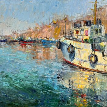 Painting titled "Petropavlovsk harbo…" by Evgeniya Polyudova, Original Artwork, Oil Mounted on Wood Stretcher frame