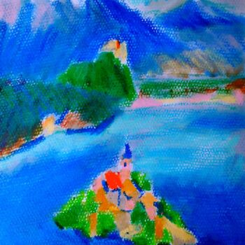 Peinture intitulée "Lac de Bled" par Slobodan Spasojevic (Spaki), Œuvre d'art originale, Pastel