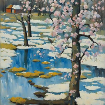 Arts numériques intitulée "Early Spring" par Kyozai, Œuvre d'art originale, Image générée par l'IA