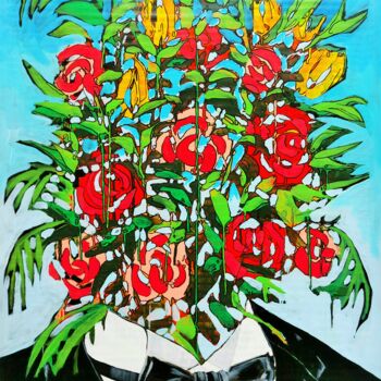 「Smoking Flowers」というタイトルの絵画 Baptiste Laurentによって, オリジナルのアートワーク, アクリル