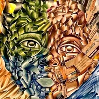 Painting titled "Criança futuro" by Eduardo Vueza Vueza, Original Artwork, Oil