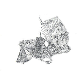 Disegno intitolato "Человек-гора" da Vladimir Pi, Opera d'arte originale, Inchiostro