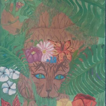 Peinture intitulée "Earth cat" par Alisa Vorobyeva, Œuvre d'art originale, Aquarelle