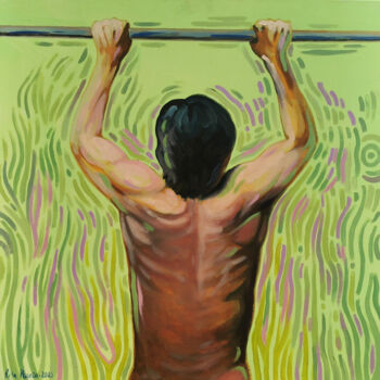 Painting titled "UP I" by Rita Pranca, Original Artwork, Acrylic Mounted on Wood Stretcher frame