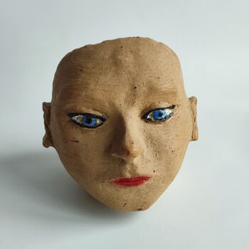 Γλυπτική με τίτλο "Girl's head orange…" από Olga Suvorova, Αυθεντικά έργα τέχνης, Κεραμικά