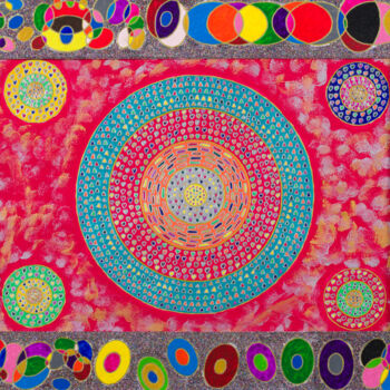 Painting titled "Coeur de bulles" by Vincent Schurck, Original Artwork, Acrylic Mounted on Wood Stretcher frame