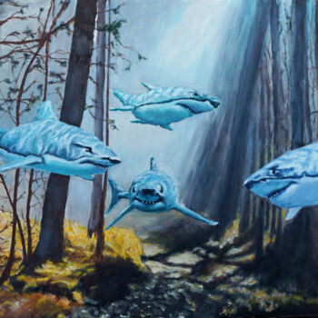Painting titled "Mackie Messer" by Utaellamarie Peter, Original Artwork, Acrylic Mounted on Wood Stretcher frame
