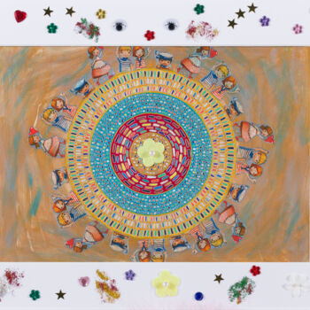 Painting titled "Comptine d'enfants" by Vincent Schurck, Original Artwork, Acrylic Mounted on Wood Stretcher frame