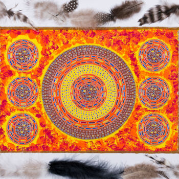 Painting titled "Couleur de plumes" by Vincent Schurck, Original Artwork, Acrylic Mounted on Wood Stretcher frame