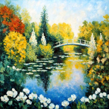 Arte digital titulada "flower painting mon…" por Si Levin, Obra de arte original, Imagen generada por IA Montado en artwork_…