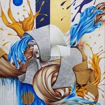 Peinture intitulée "Conexão universal" par Eduardo Vueza Vueza, Œuvre d'art originale, Huile Monté sur Châssis en bois