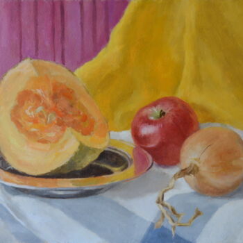 Peinture intitulée "Still life with pum…" par Yulia Ivanova, Œuvre d'art originale, Huile