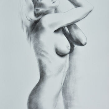 Dessin intitulée "Female Drawing 3" par Chung Yau Shek, Œuvre d'art originale, Fusain