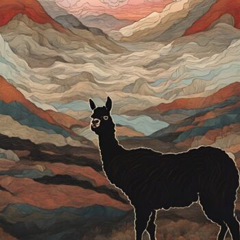 Arts numériques intitulée "Alpaca" par Kyozai, Œuvre d'art originale, Image générée par l'IA