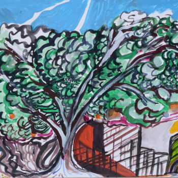 Peinture intitulée "Arbre Cube" par Martin Rupp, Œuvre d'art originale, Gouache