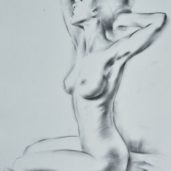 「Female Drawing 5」というタイトルの描画 Chung Yau Shekによって, オリジナルのアートワーク, 木炭