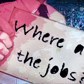 Grafika cyfrowa / sztuka generowana cyfrowo zatytułowany „Jobless Blues: Echo…” autorstwa Rose Marinelli, Oryginalna praca,…