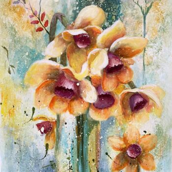 Pintura intitulada "Flower Symphony" por Natalie Aleksejeva (NatalieVerve), Obras de arte originais, Acrílico