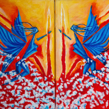 Painting titled "Avatar" by Jagath Wickramarachchi, Original Artwork, Oil Mounted on Wood Panel