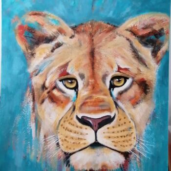 Peinture intitulée "La lionne" par Chant, Œuvre d'art originale, Acrylique Monté sur Châssis en bois