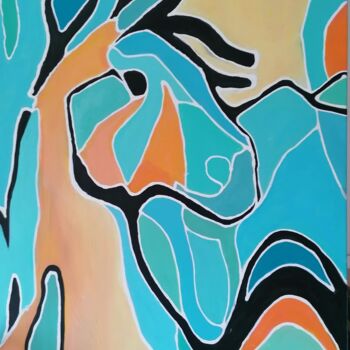 Peinture intitulée "Cheval Stylisé" par Chant, Œuvre d'art originale, Acrylique Monté sur Châssis en bois