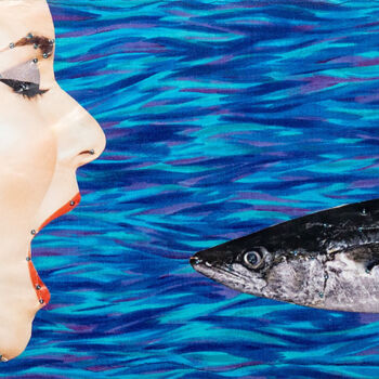 Collages titulada "Shout Trout. Series…" por Lena Ash, Obra de arte original, Collages Montado en Cartulina