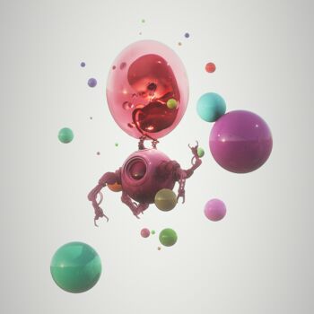 「Neonatal Nexus」というタイトルのデジタルアーツ Gustavo Castilloによって, オリジナルのアートワーク, 3Dスカルプティング