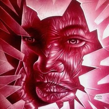 Malerei mit dem Titel "Quebra de valores" von Eduardo Vueza Vueza, Original-Kunstwerk, Öl Auf Keilrahmen aus Holz montiert