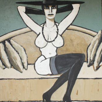 Peinture intitulée "Una señorita de Mil…" par Albert Cruells, Œuvre d'art originale, Acrylique Monté sur Châssis en bois