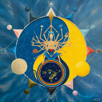 제목이 "Earth Keepers"인 미술작품 Anton Vishnevsky (A. Vish)로, 원작, 기름 목재 패널에 장착됨