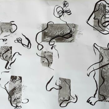 Peinture intitulée "modèle vivant en mo…" par Catherine Dufrene (Katy), Œuvre d'art originale, Encre