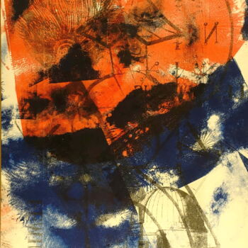 Gravures & estampes intitulée "Cosmographie #24" par Xavier Debeerst, Œuvre d'art originale, Monotype