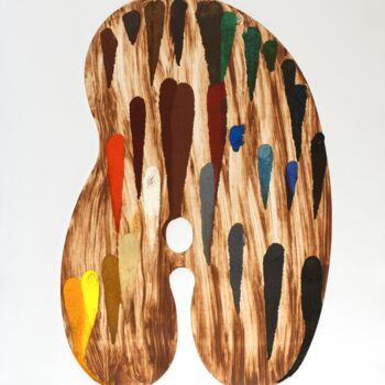 Gravures & estampes intitulée "Wood Palette" par Michael E. Voss, Œuvre d'art originale, Monotype
