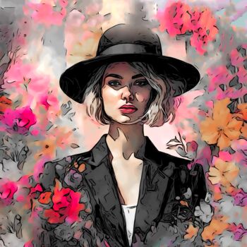 Arte digitale intitolato ""Floral Elegance”" da Alexandra Bloodworth, Opera d'arte originale, Immagine generata dall'IA