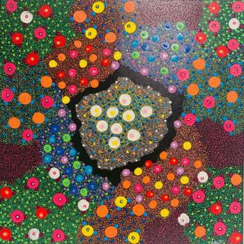 Painting titled "LES JARDINS" by Sylvie Estaynou, Original Artwork, Acrylic Mounted on Wood Stretcher frame